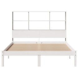 Lit bibliothèque sans matelas blanc 140x200 cm bois pin massif 