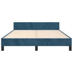 Cadre de lit sans matelas bleu foncé 140x200 cm velours 