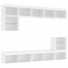 Unités murales TV avec LED 8 pcs blanc bois d'ingénierie 