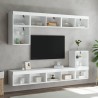 Unités murales TV avec LED 8 pcs blanc bois d'ingénierie 