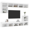 Unités murales TV avec LED 8 pcs blanc bois d'ingénierie 