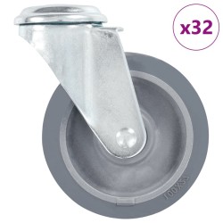 32 pcs Roulettes pivotantes à trou de boulon 100 mm 
