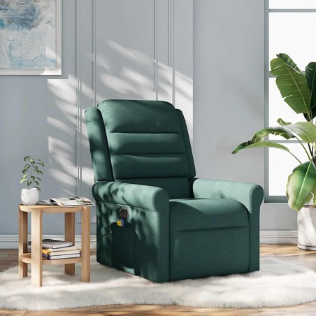 Fauteuil de massage inclinable Vert foncé Tissu 