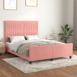 Cadre de lit sans matelas rose 140x190 cm velours 