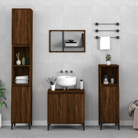 Ensemble de meubles de salle de bain 3 pcs Chêne marron 