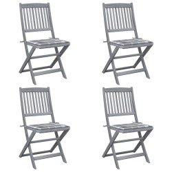 Chaises pliables d'extérieur lot de 4 et coussins Bois d'acacia 