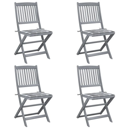 Chaises pliables d'extérieur lot de 4 et coussins Bois d'acacia 