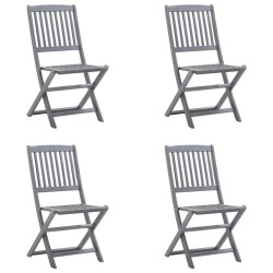 Chaises pliables d'extérieur lot de 4 et coussins Bois d'acacia 
