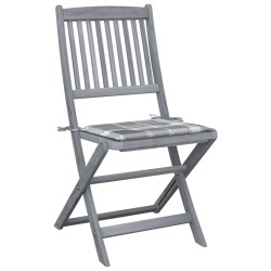 Chaises pliables d'extérieur lot de 4 et coussins Bois d'acacia 