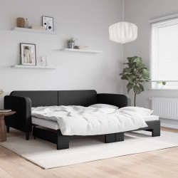 Lit de jour avec gigogne sans matelas noir 100x200 cm 