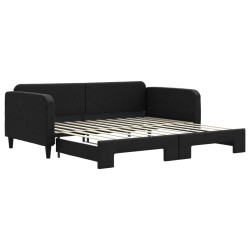 Lit de jour avec gigogne sans matelas noir 100x200 cm 