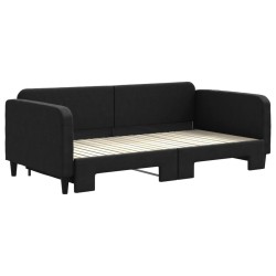 Lit de jour avec gigogne sans matelas noir 100x200 cm 