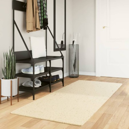 Tapis HUARTE à poils courts doux et lavable crème 80x200 cm 