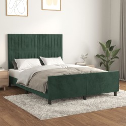 Cadre de lit sans matelas vert foncé 140x200 cm velours 
