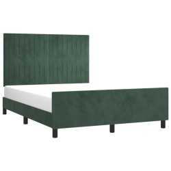 Cadre de lit sans matelas vert foncé 140x200 cm velours 