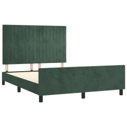 Cadre de lit sans matelas vert foncé 140x200 cm velours 