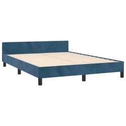 Cadre de lit sans matelas bleu foncé 140x190 cm velours 