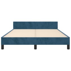 Cadre de lit sans matelas bleu foncé 140x190 cm velours 