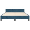 Cadre de lit sans matelas bleu foncé 140x190 cm velours 