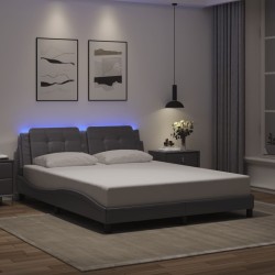 Cadre de lit avec LED sans matelas gris 160x200 cm 