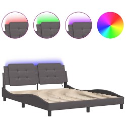 Cadre de lit avec LED sans matelas gris 160x200 cm 