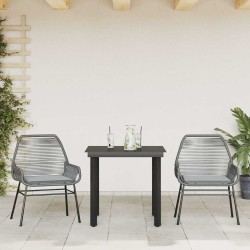 Ensemble à manger jardin coussins 3 pcs gris poly rotin verre 