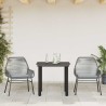 Ensemble à manger jardin coussins 3 pcs gris poly rotin verre 
