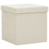 Tabourets de rangement pliables lot de 2 blanc crème Faux lin 