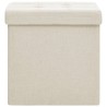 Tabourets de rangement pliables lot de 2 blanc crème Faux lin 