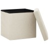 Tabourets de rangement pliables lot de 2 blanc crème Faux lin 