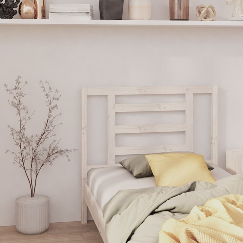 Tête de lit Blanc 106x4x100 cm Bois massif de pin Tête de lit Blanc 106x4x100 cm Bois massif de pin