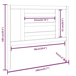 Tête de lit Blanc 106x4x100 cm Bois massif de pin 