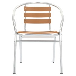 Chaises empilables de jardin lot de 4 Aluminium et WPC Argenté 