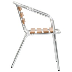Chaises empilables de jardin lot de 4 Aluminium et WPC Argenté 