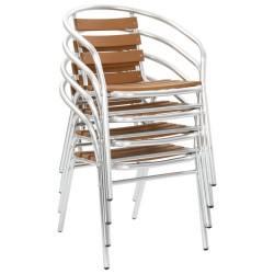 Chaises empilables de jardin lot de 4 Aluminium et WPC Argenté 