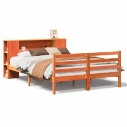 Lit bibliothèque sans matelas cire marron 120x200 cm pin massif 