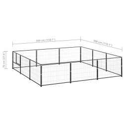Chenil Noir 9 m² Acier 
