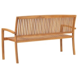 Banc 3 places empilable de jardin 159 cm Bois de teck solide 