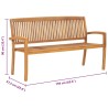 Banc 3 places empilable de jardin 159 cm Bois de teck solide 