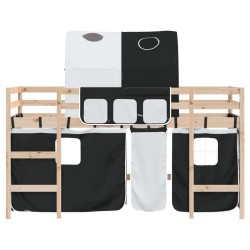 Lit mezzanine enfants avec tunnel sans matelas 90x200 cm 