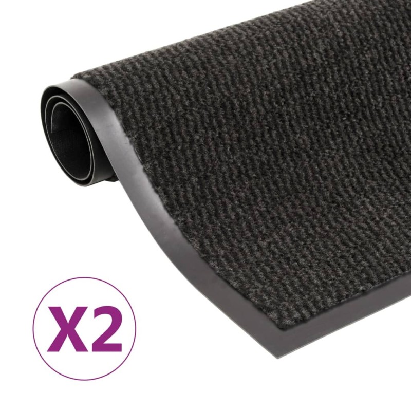 Paillassons rectangulaires 2 pcs 60 x 90 cm Noir 