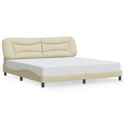 Cadre de lit sans matelas crème 200x200 cm tissu 