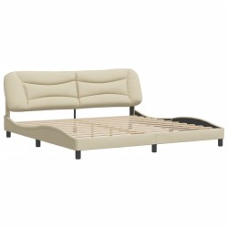 Cadre de lit sans matelas crème 200x200 cm tissu 