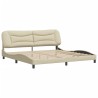 Cadre de lit sans matelas crème 200x200 cm tissu 