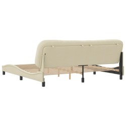 Cadre de lit sans matelas crème 200x200 cm tissu 