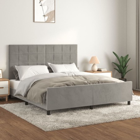 Cadre de lit sans matelas gris clair 160x200 cm velours 