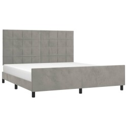Cadre de lit sans matelas gris clair 160x200 cm velours 