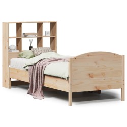Lit bibliothèque sans matelas 90x200 cm bois de pin massif 