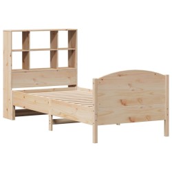 Lit bibliothèque sans matelas 90x200 cm bois de pin massif 