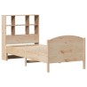 Lit bibliothèque sans matelas 90x200 cm bois de pin massif 